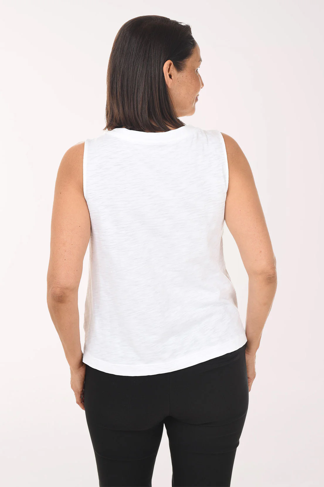 Solid Slub-Knit V-Neck Tank - Image 3