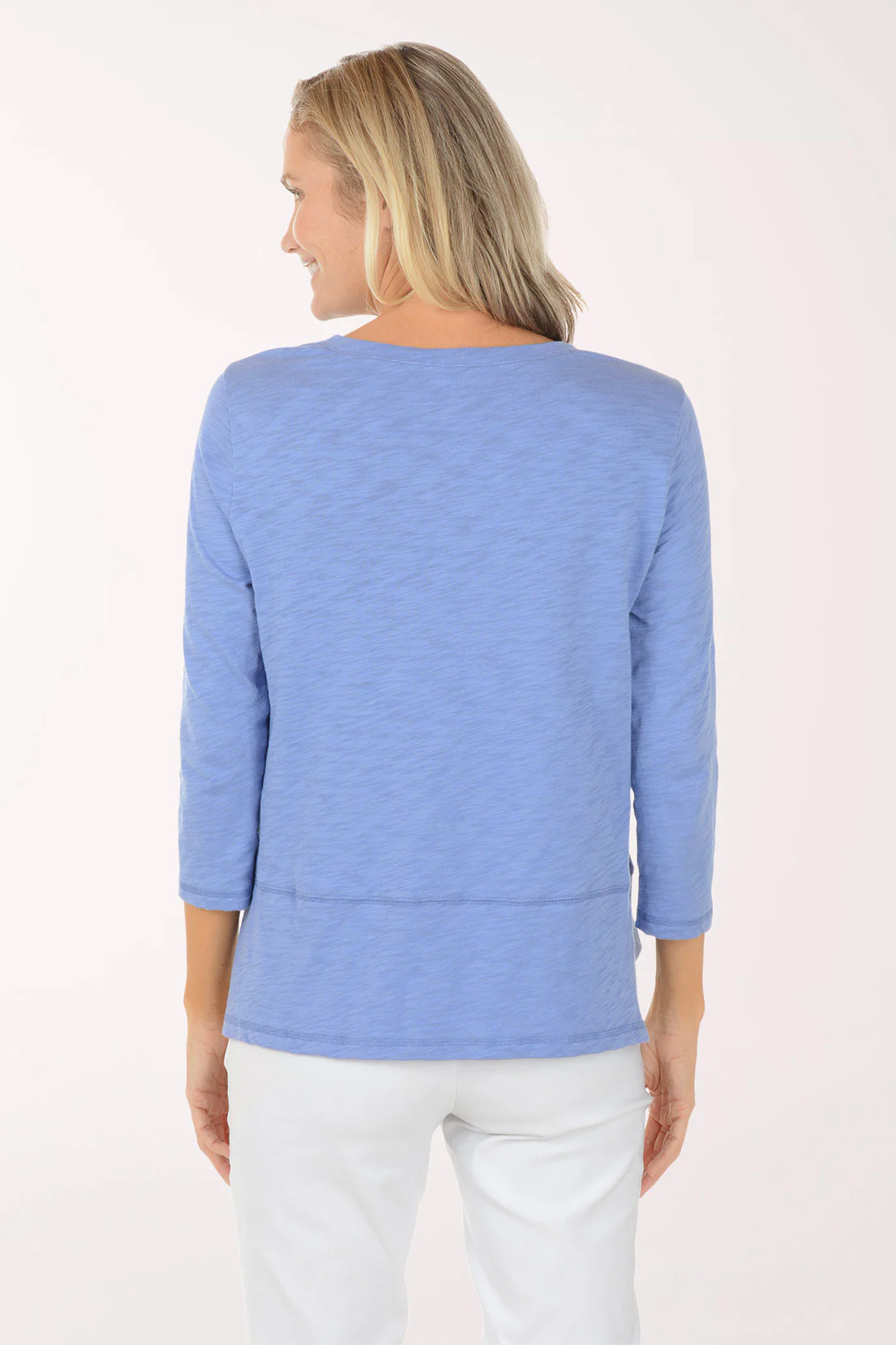 Solid 100% Cotton V-Neck Top - Image 3