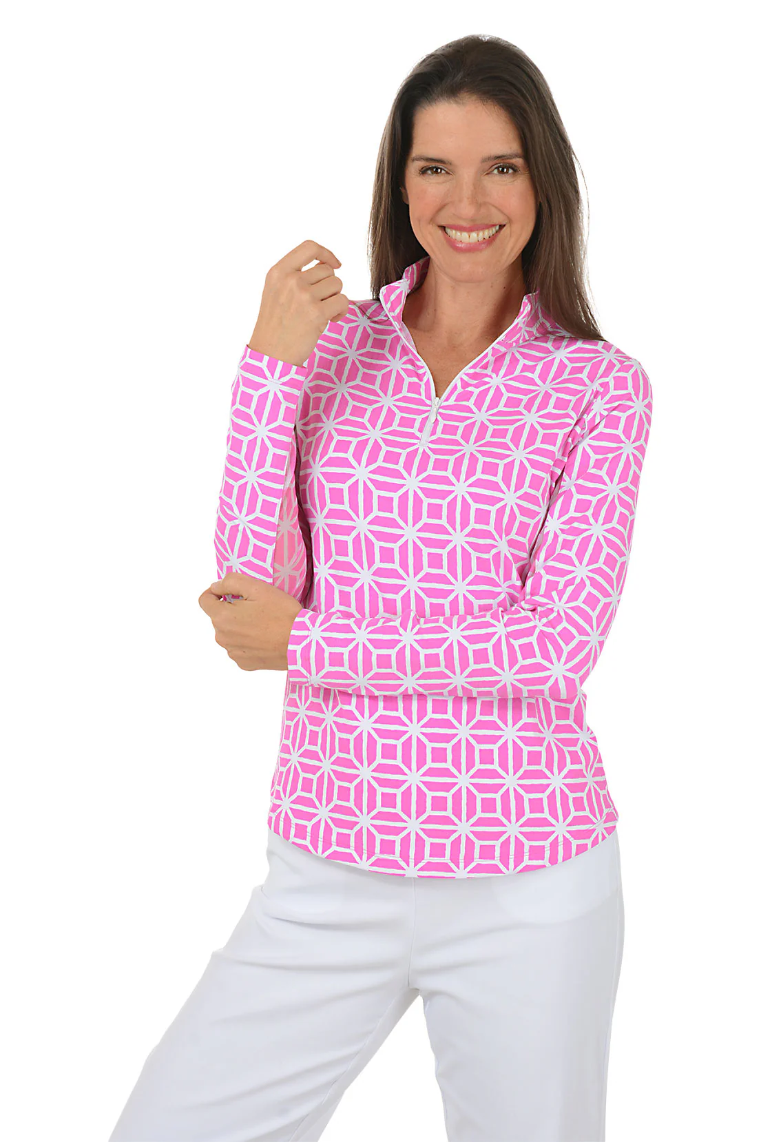 Pink Carolyn Geometric UPF50+ Sun Shirt