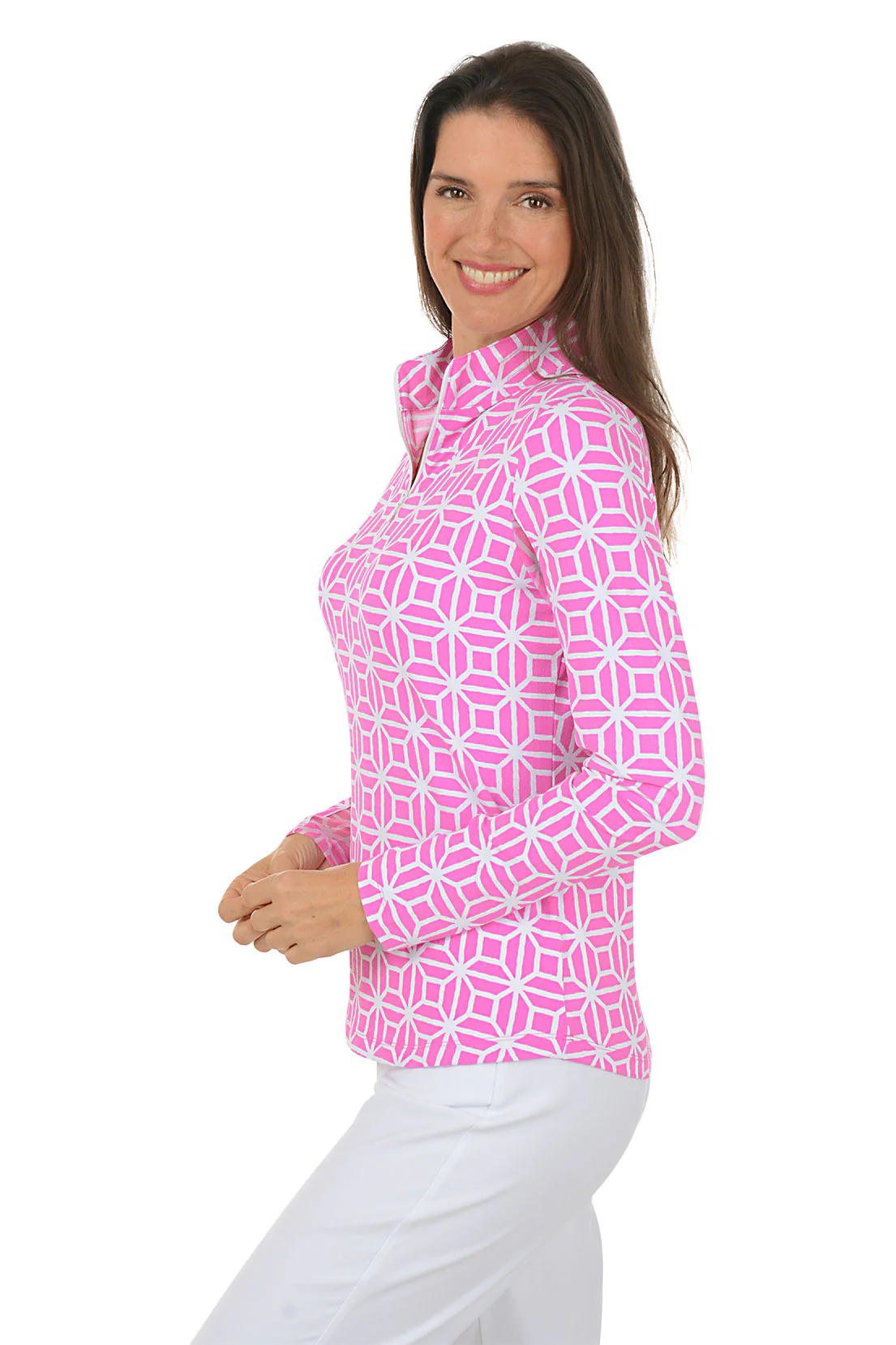 Pink Carolyn Geometric UPF50+ Sun Shirt - Image 2