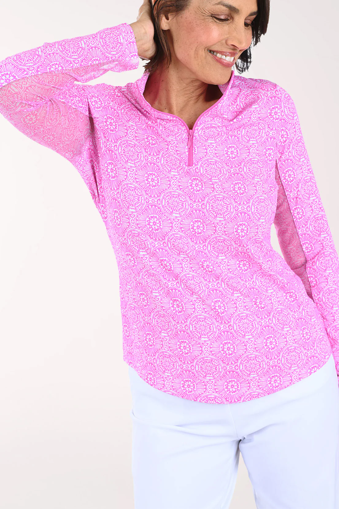 Pink Amani Medallion UPF50+ Sun Shirt - Image 2