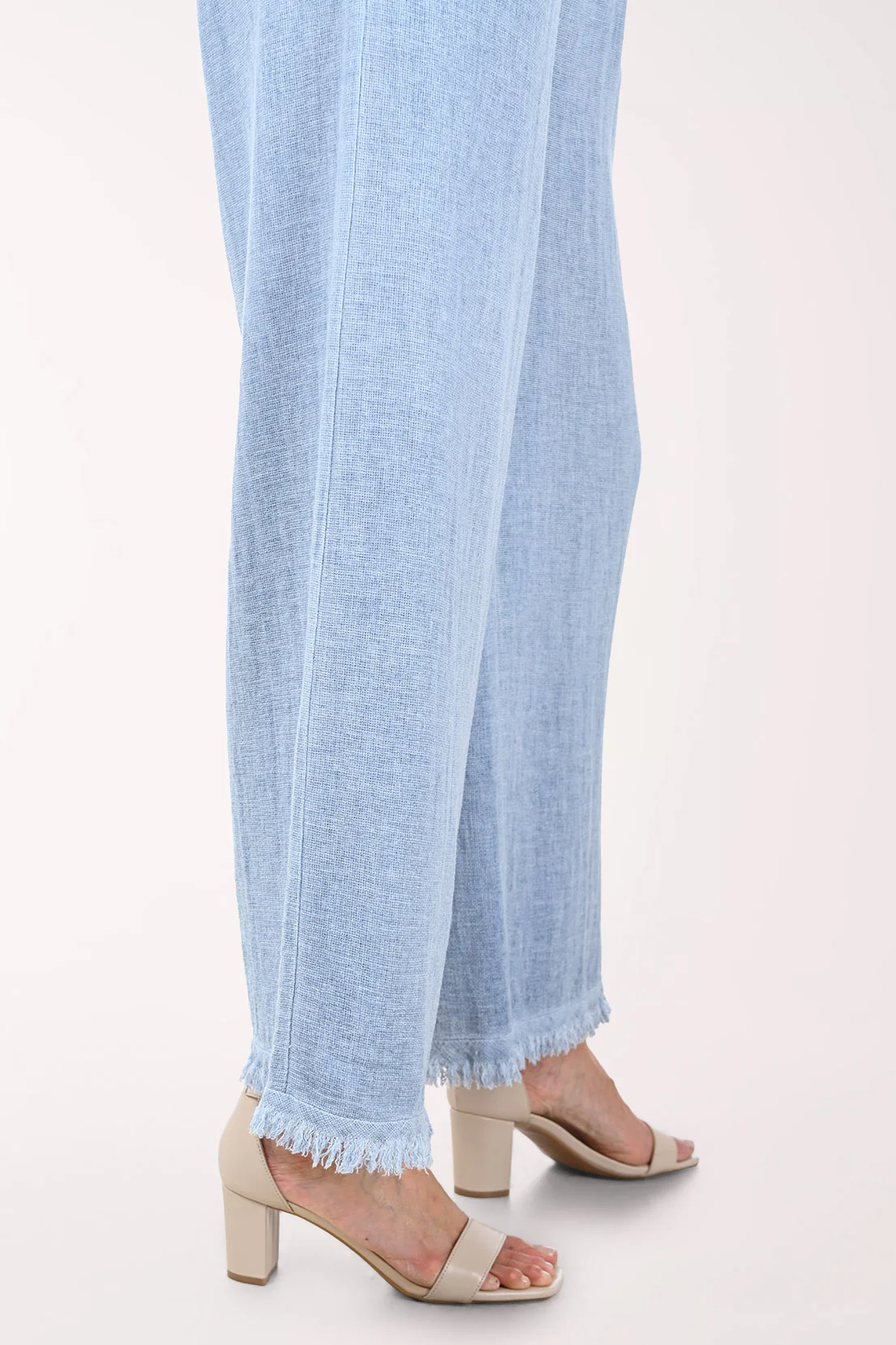 Linen-Blend Frayed Palazzo Pant - Image 2
