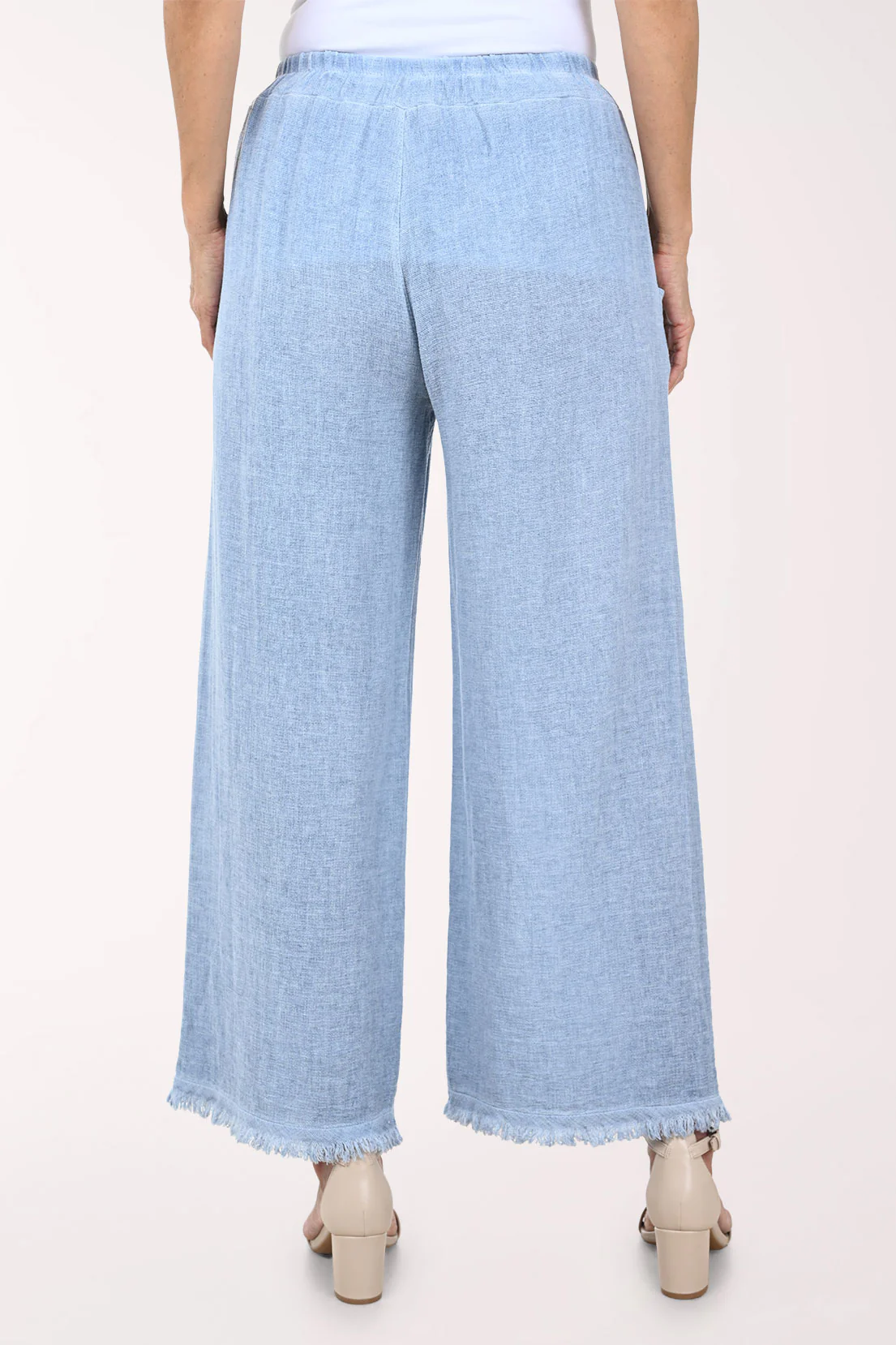 Linen-Blend Frayed Palazzo Pant - Image 4