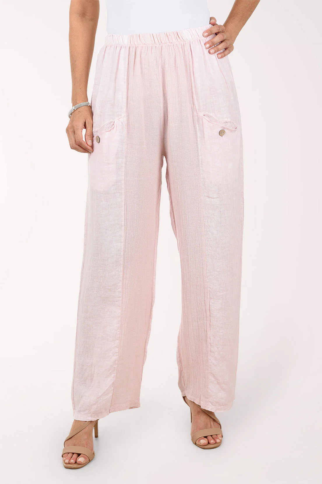 Mesh Accented Linen-Blend Gauze Pant - Image 7