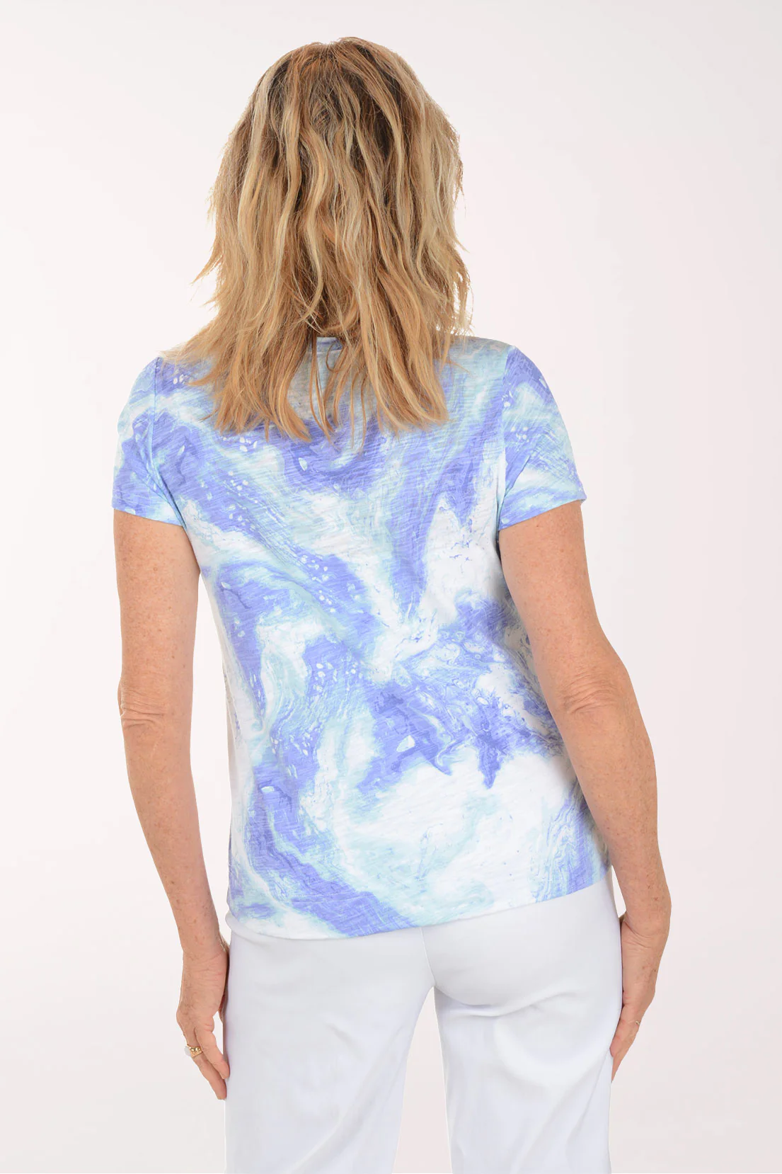 Baja Blue Ocean Marble Cotton Tee - Image 3