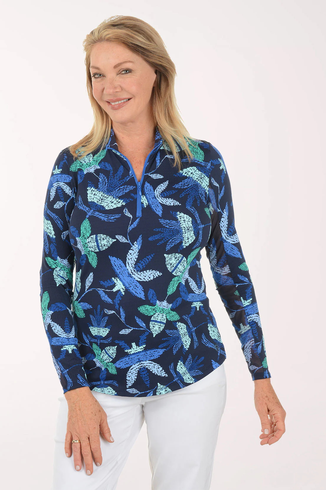 Blue Surf UPF50+ Quarter Zip Top
