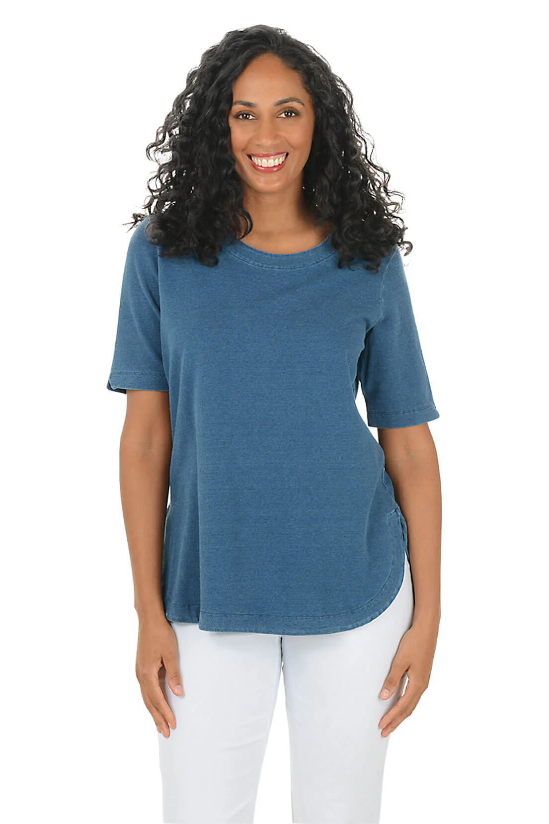 Elbow Sleeve Curved Hem Tee - Image 4