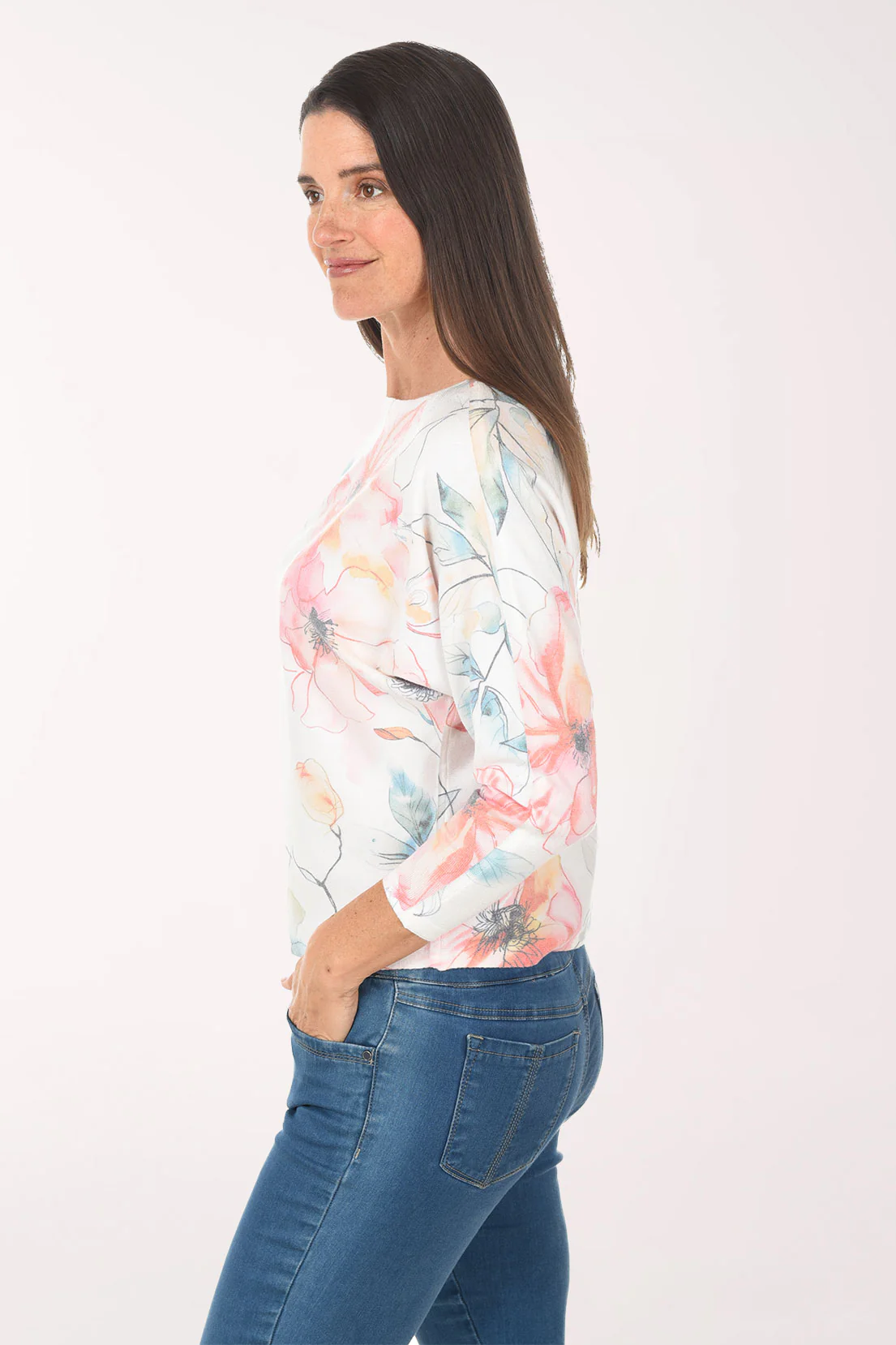 Coral Bouquet 3/4 Sleeve Sweater - Image 2