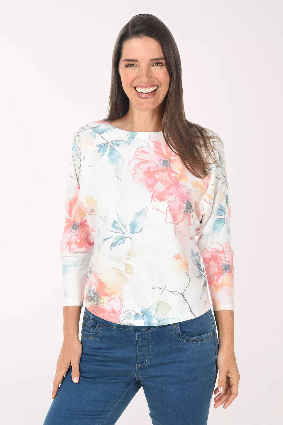 Coral Bouquet 3/4 Sleeve Sweater - Image 4