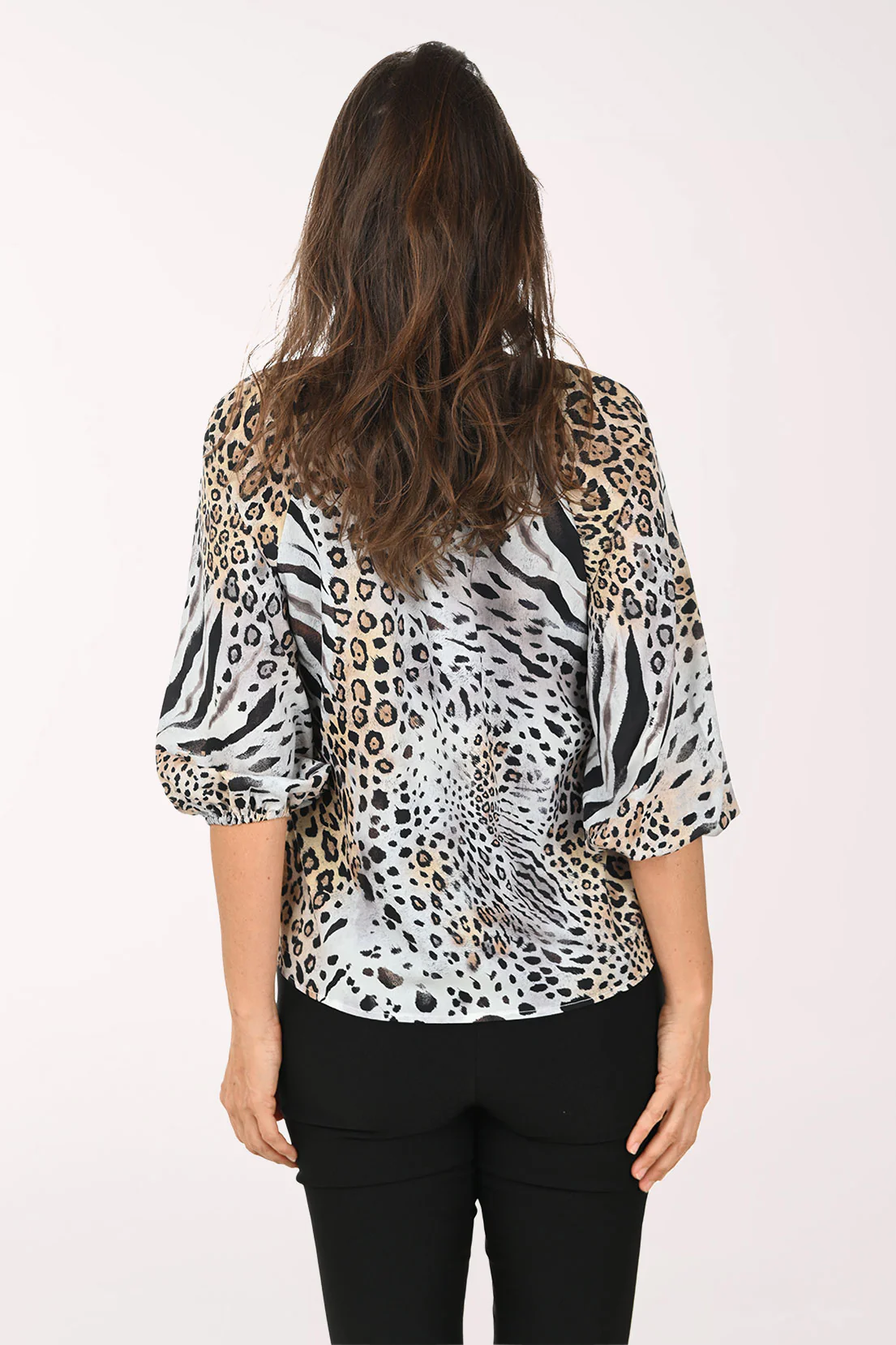 Animal Print Puffed Sleeve Shirt - Image 3