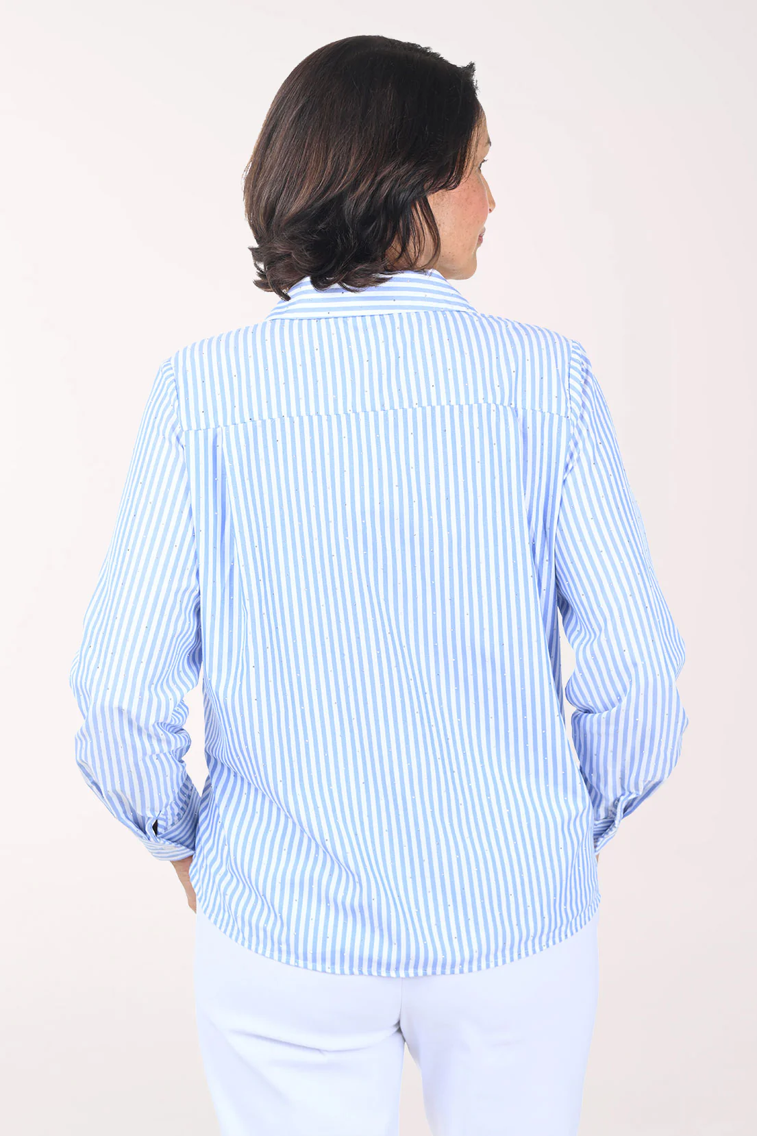 Rhinestone Striped High-Low Shirt - Image 4
