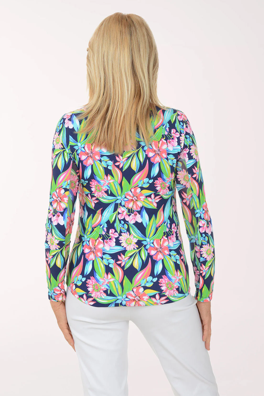 Navy Blooming Flower UPF50+ Quarter Zip Top - Image 3