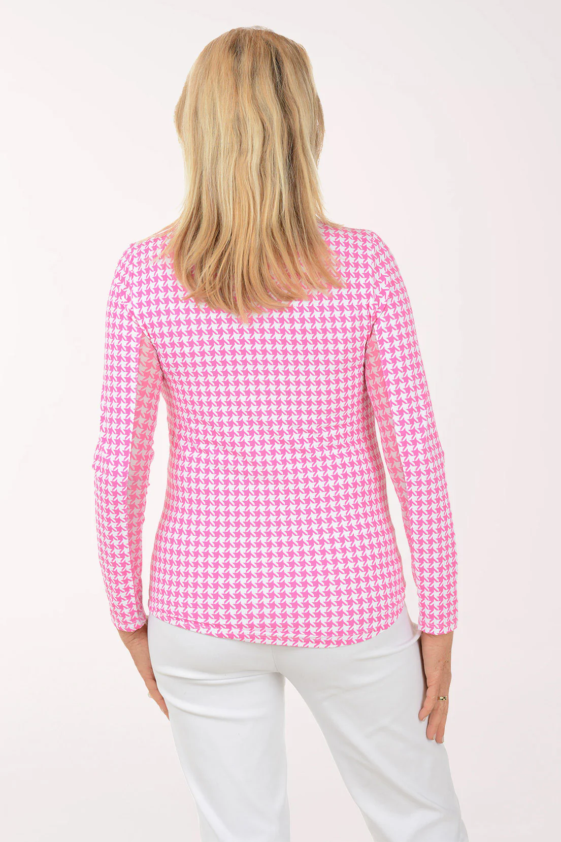 Pink Houndstooth UPF50+ Quarter Zip Top - Image 3