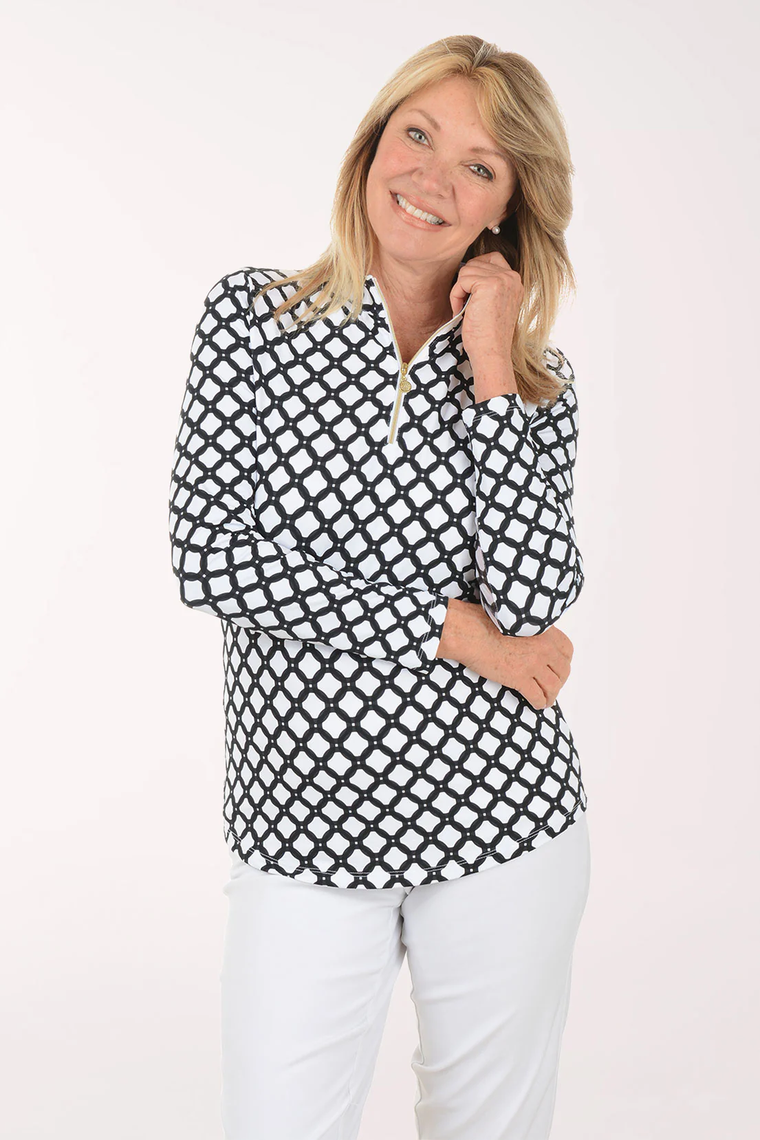 Black Chain Link UPF50+ Quarter Zip Top