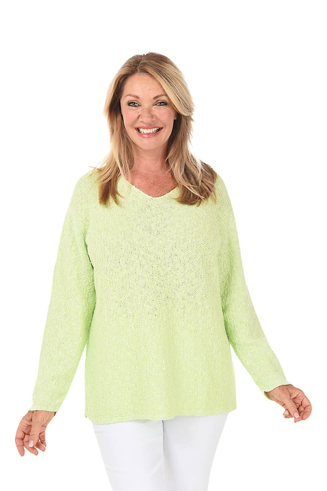 Cotton V-Neck Long Sleeve Sweater - Image 10
