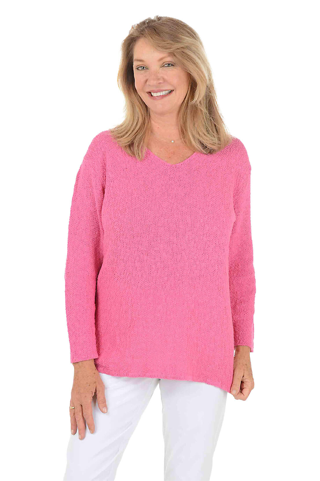 Cotton V-Neck Long Sleeve Sweater - Image 13