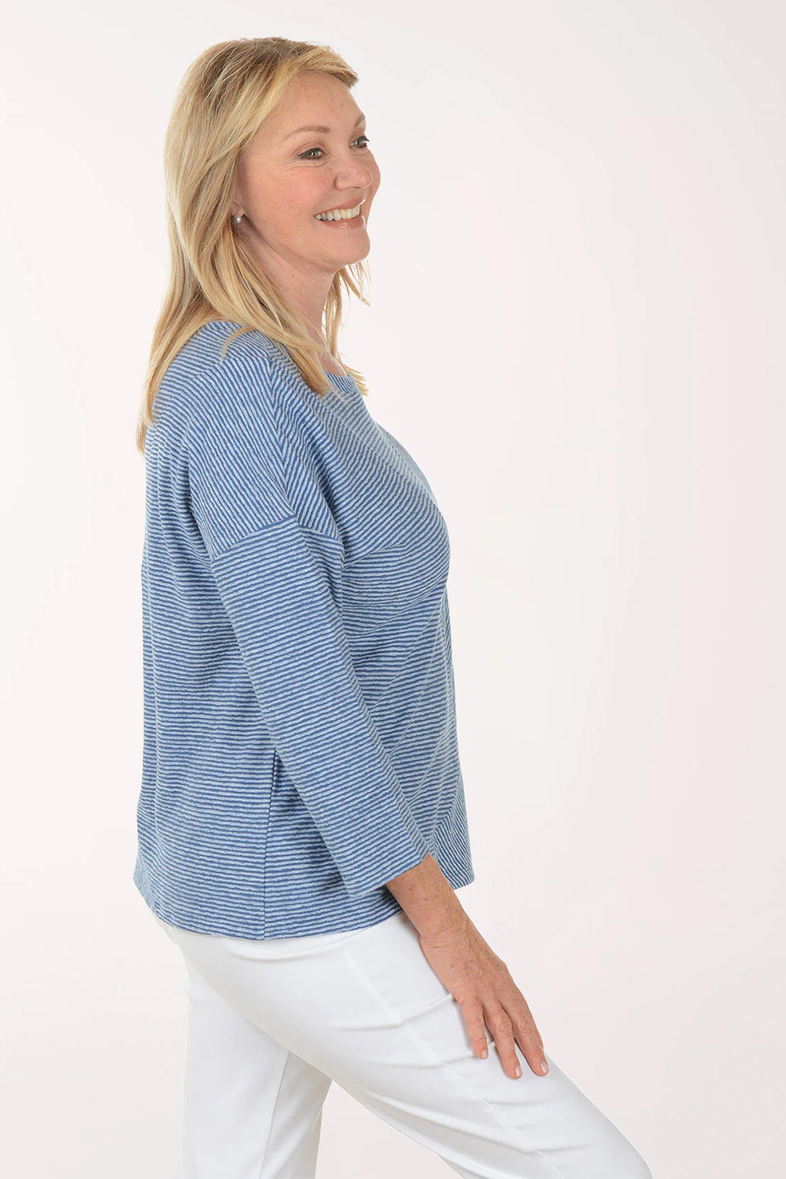 Pacific Striped Cotton Seamed Top - Image 2