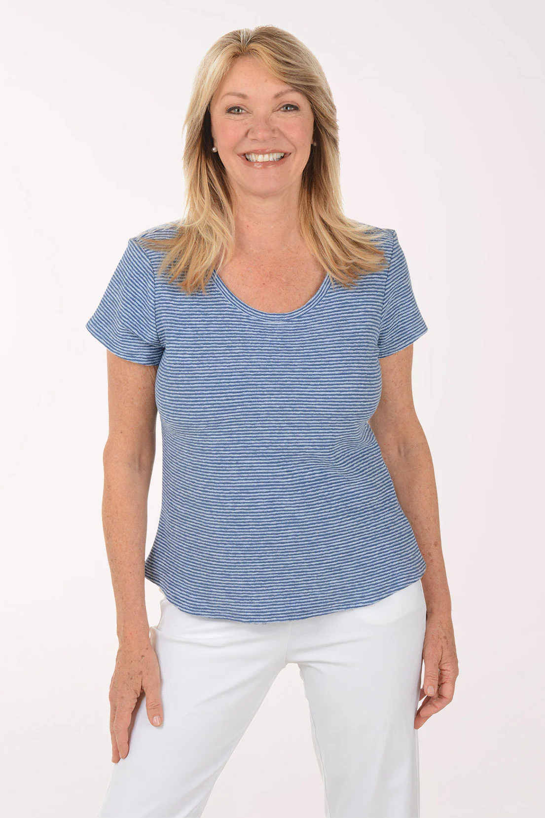 Pasadena Striped Cotton French Terry Tee - Image 2