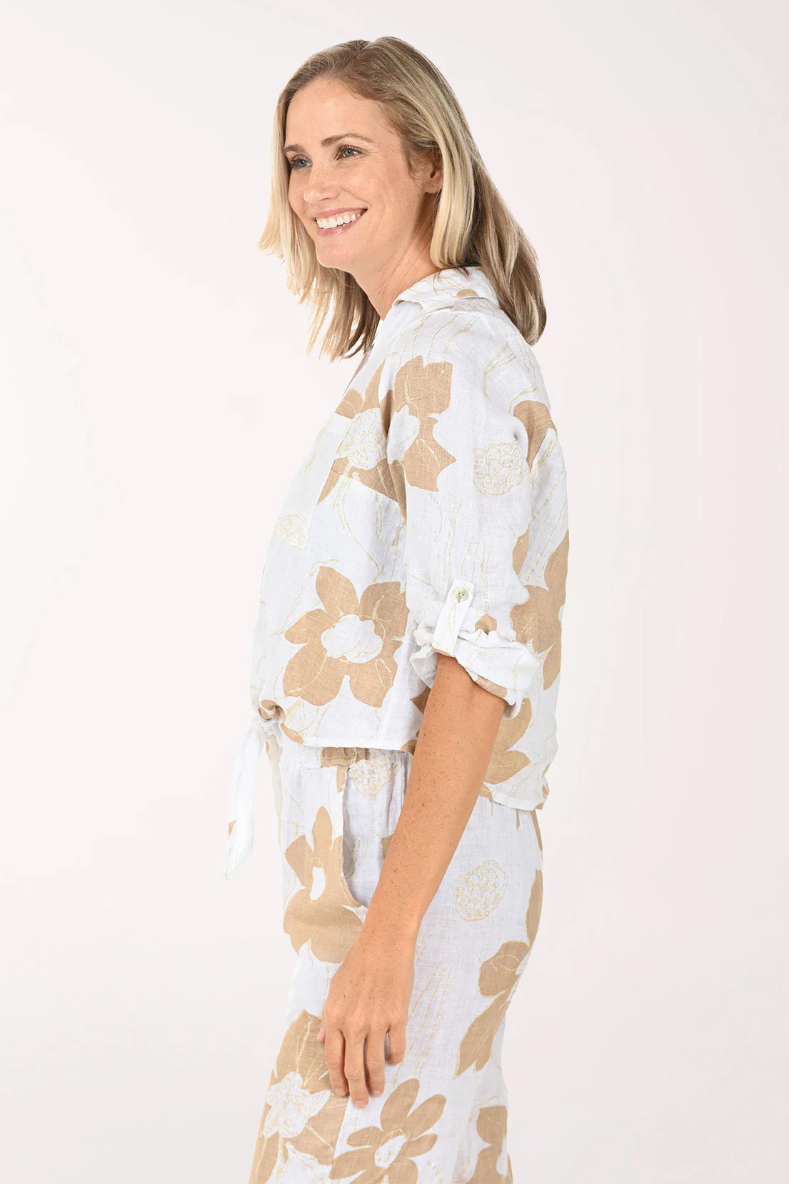 Gold Glitter Floral Linen Jacket - Image 2