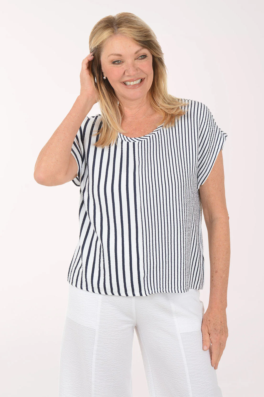Fine Line Striped Boxy Tee - Image 4