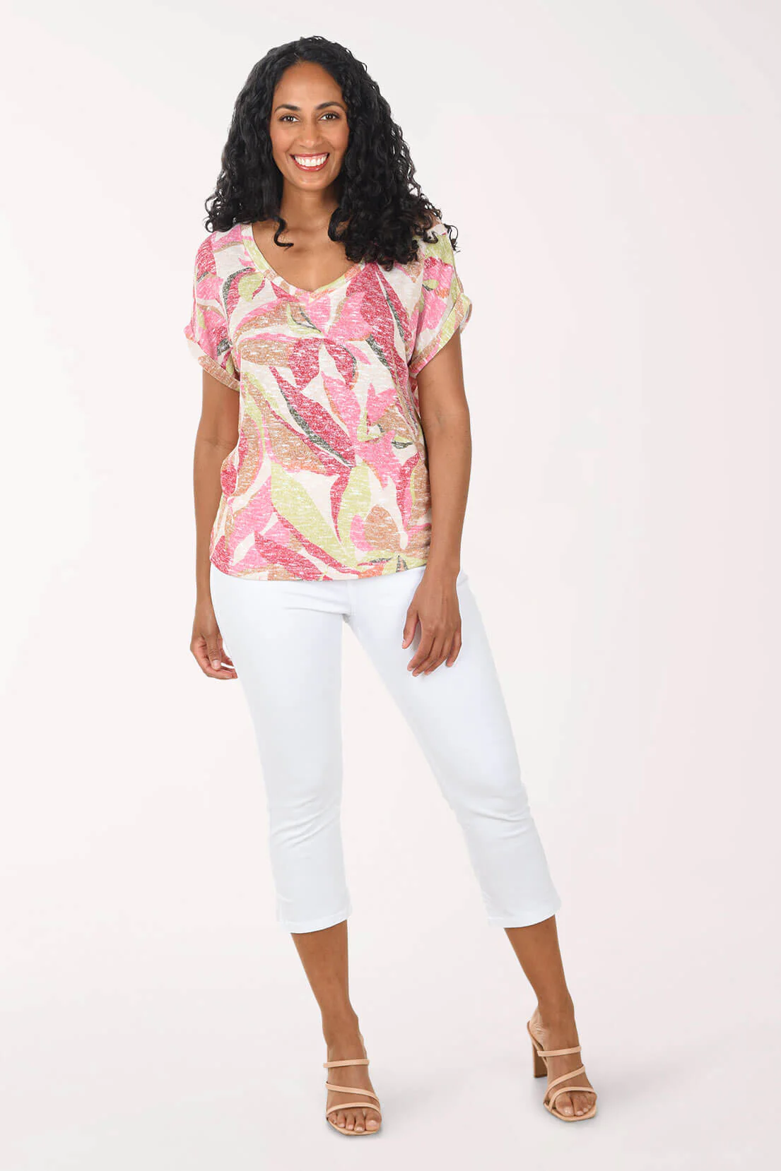 Topstitch Pockets Denim Capri Pant