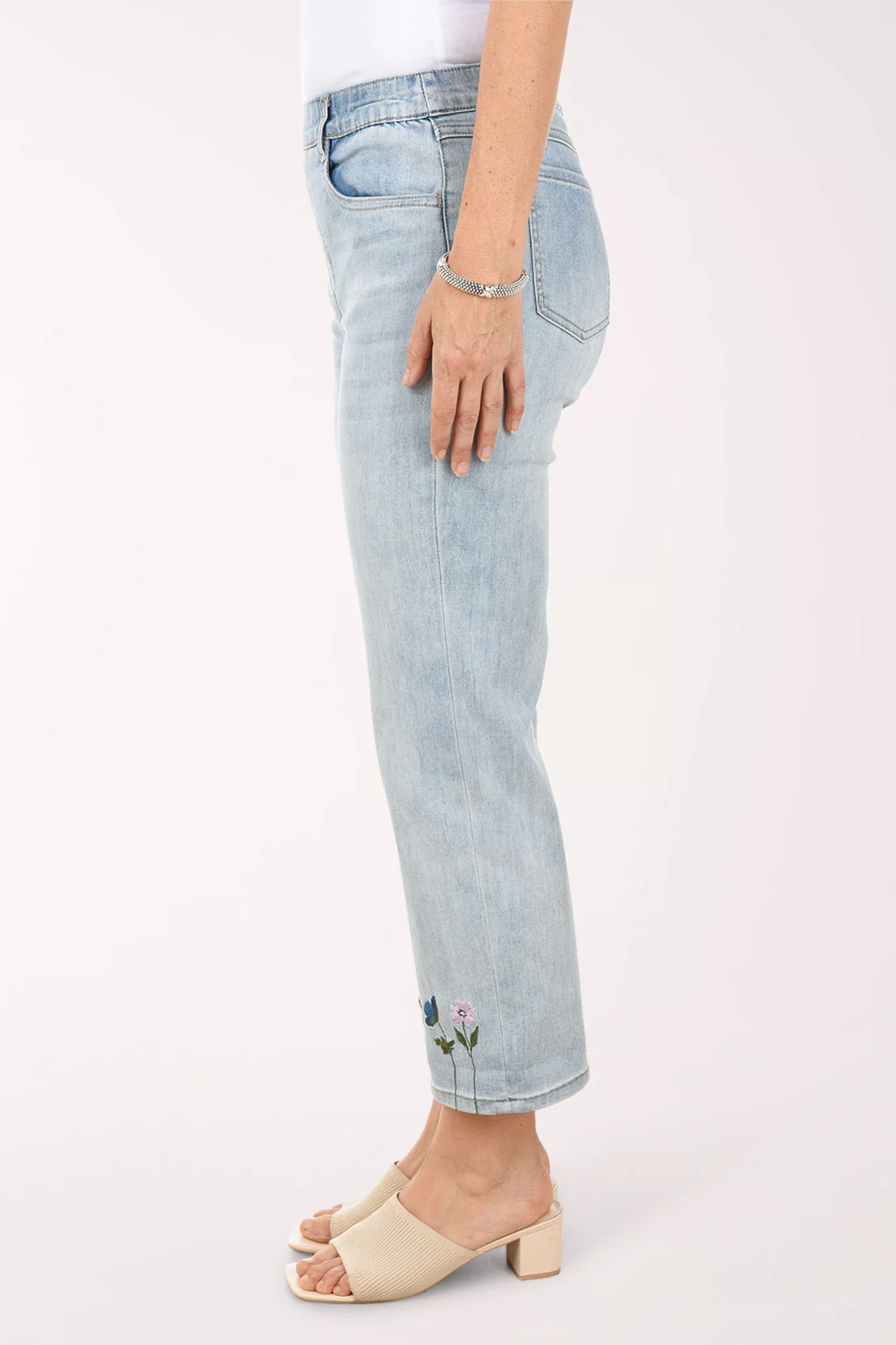 Strawberry Floral Pull-On Denim Pant - Image 2