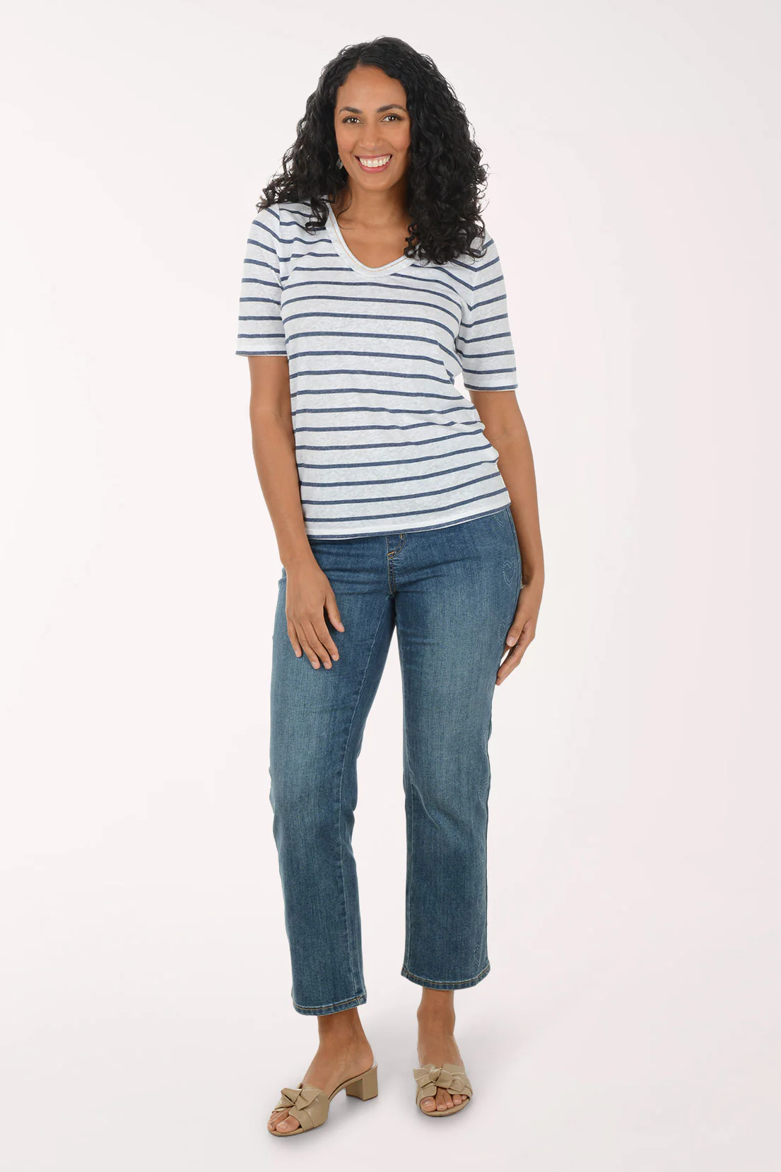 Dotted Hearts Straight Denim Pant