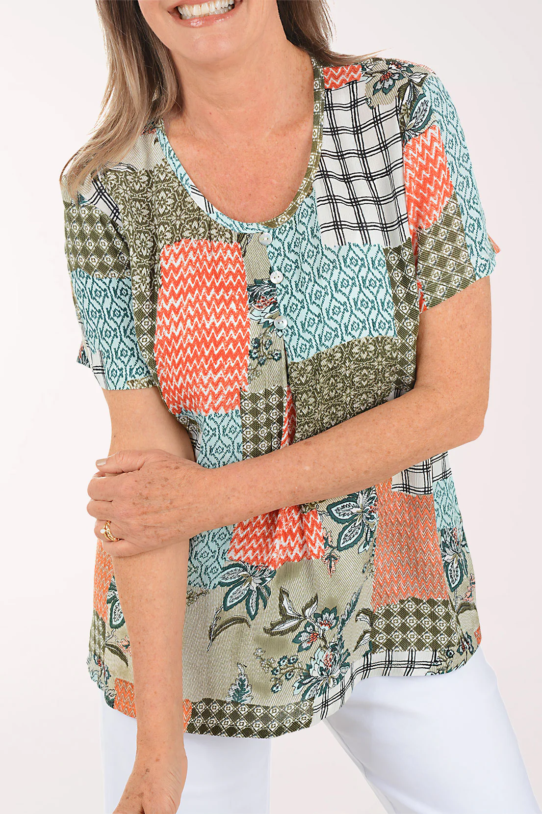 Jilly Pleated Front Short Sleeve Blouse - Image 4
