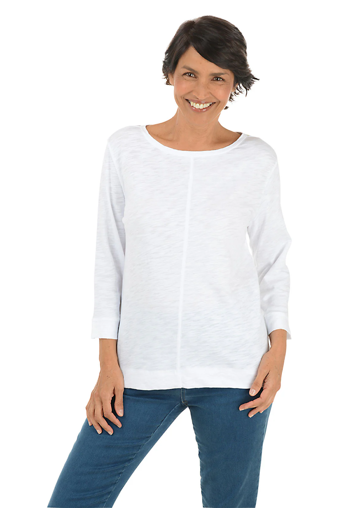 Coverstitched Cotton Slub Boatneck Top - Image 4