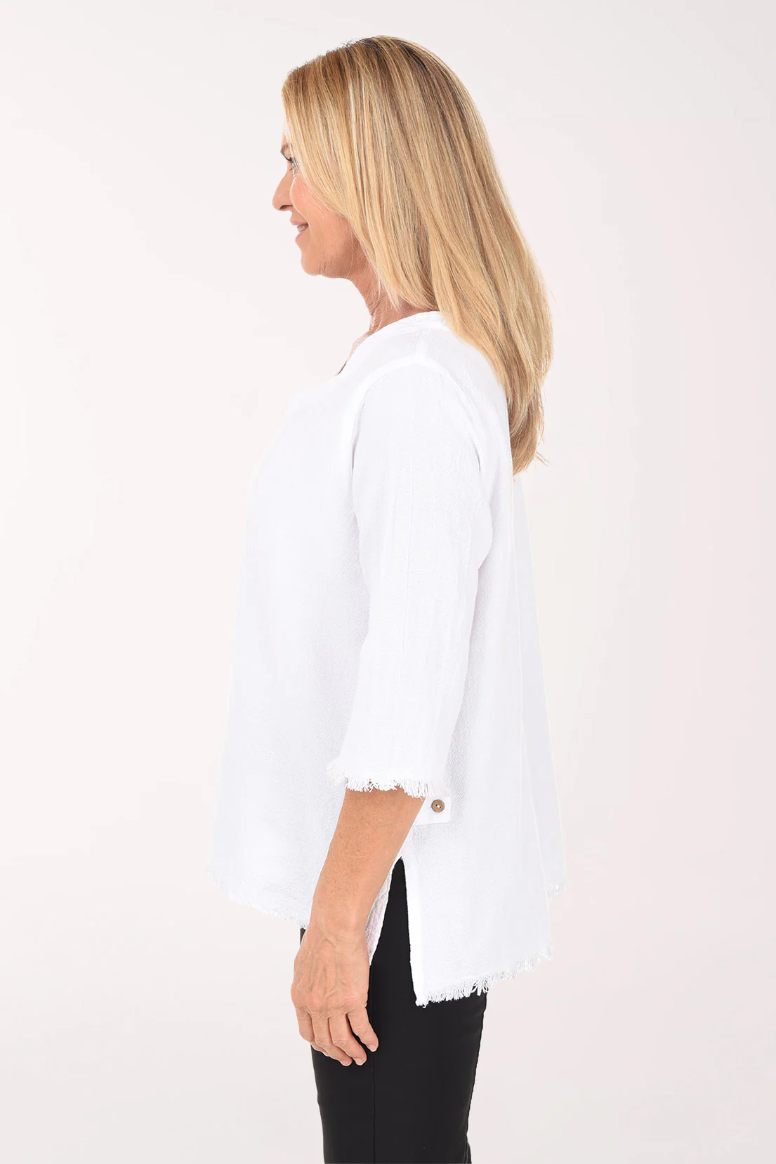 Fringed High-Low Crinkle Top - Image 2