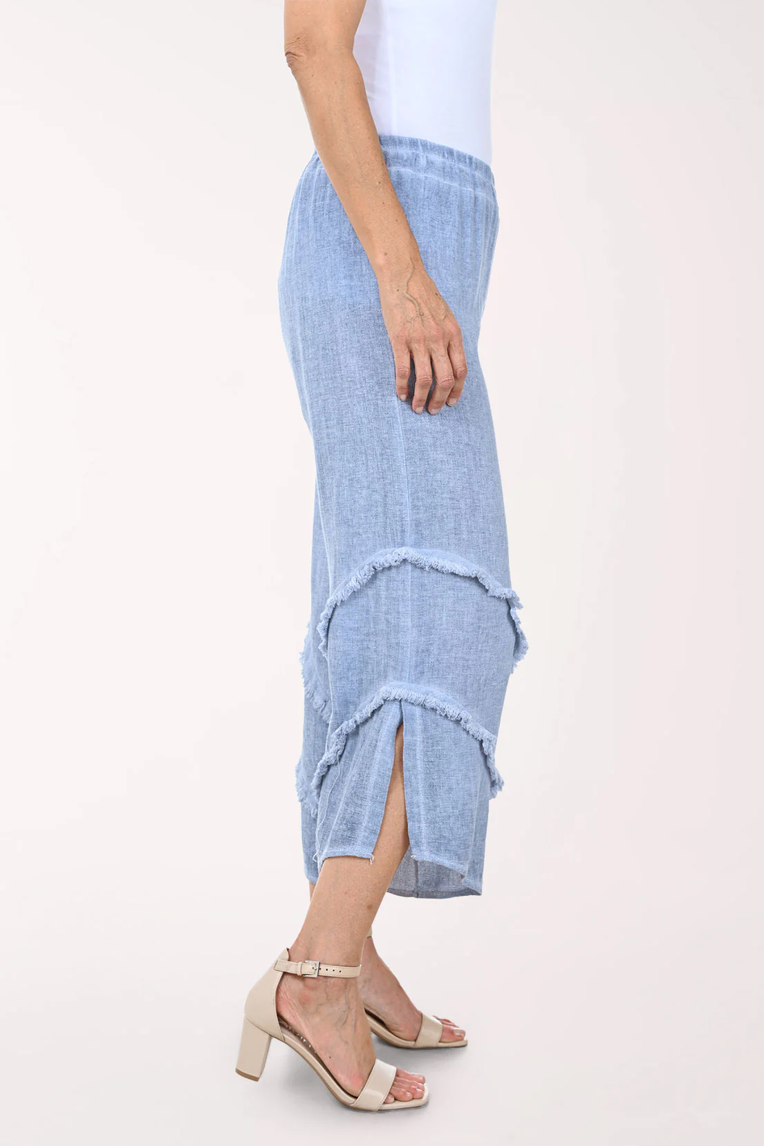 Diagonal Frayed Linen-Blend Pant - Image 3