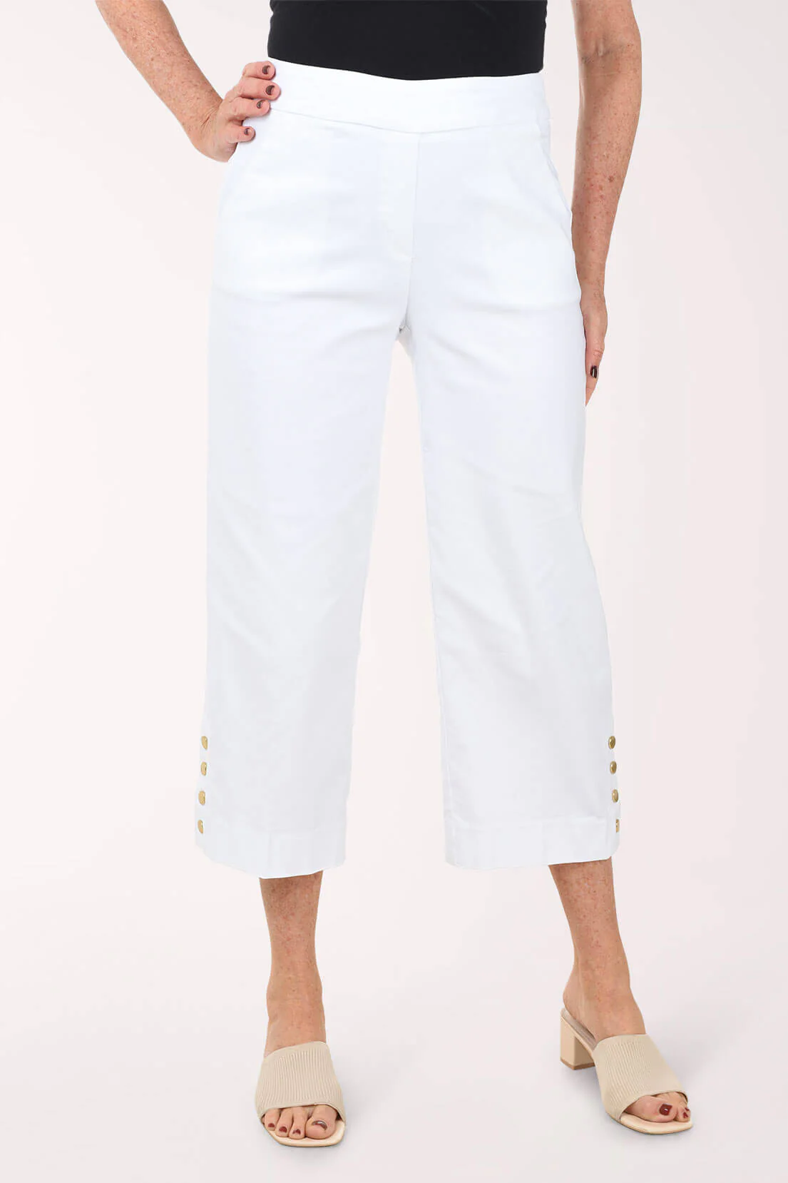 Flatten It Gold Button Wide Leg Crop Pant - Image 5