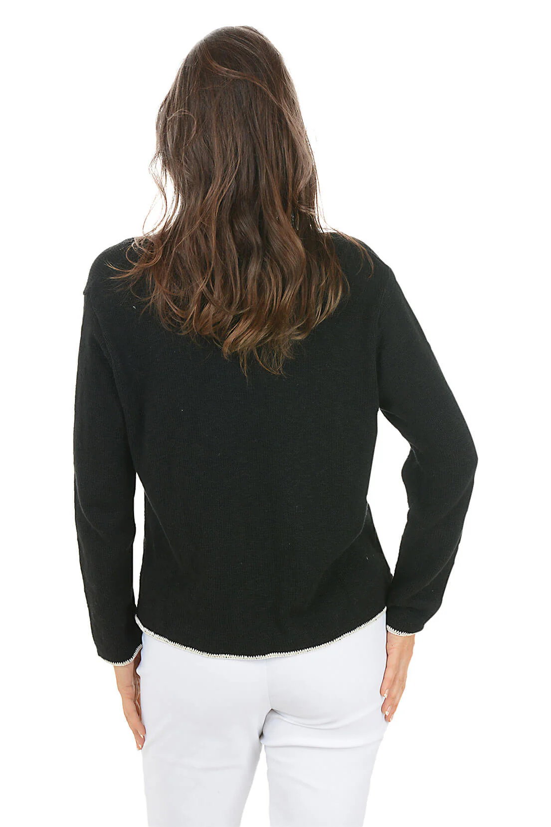Contrast Piping 100% Cotton Crewneck Sweater - Image 3