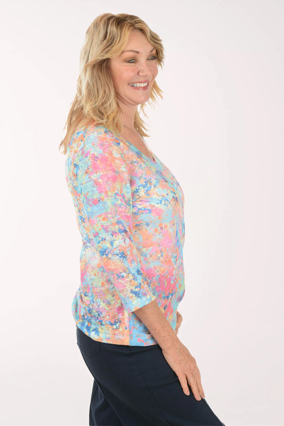 Sparkle Splatter V-Neck Knit Top - Image 2