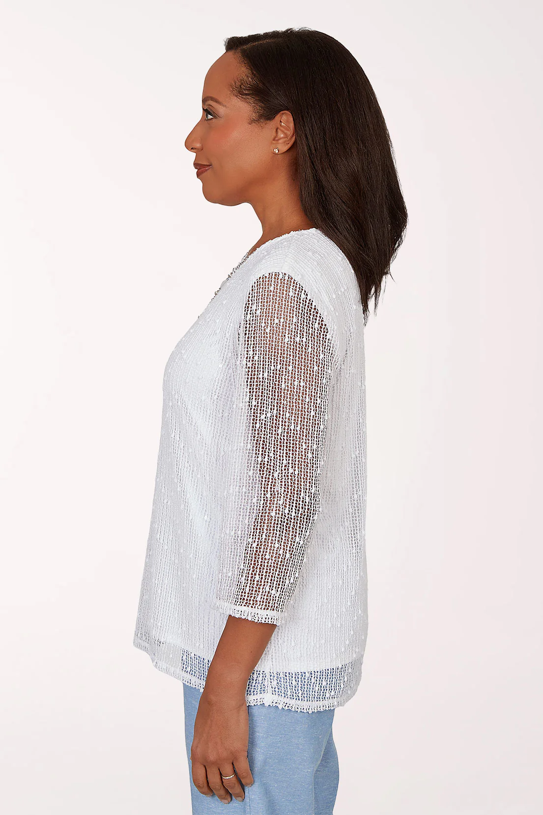 Petite Caribbean Blues Popcorn Mesh Necklace Top - Image 2