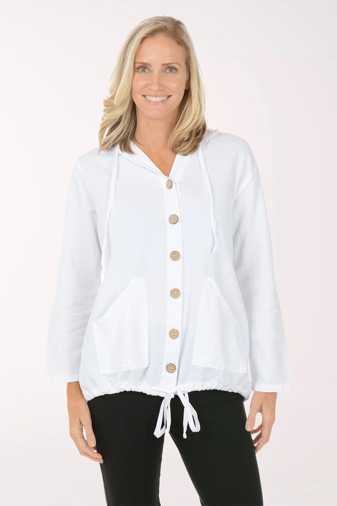 Button-Front 100% Cotton Hoodie - Image 4