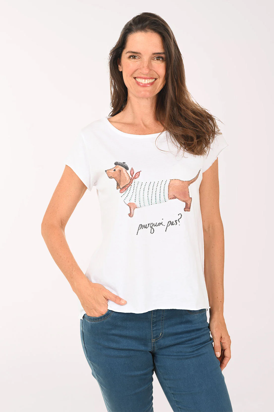 French Dachshund Studded Cotton Tee - Image 2
