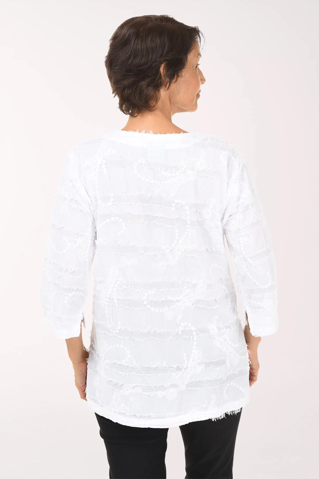 Dragonfly Embroidered V-Neck Blouse - Image 3