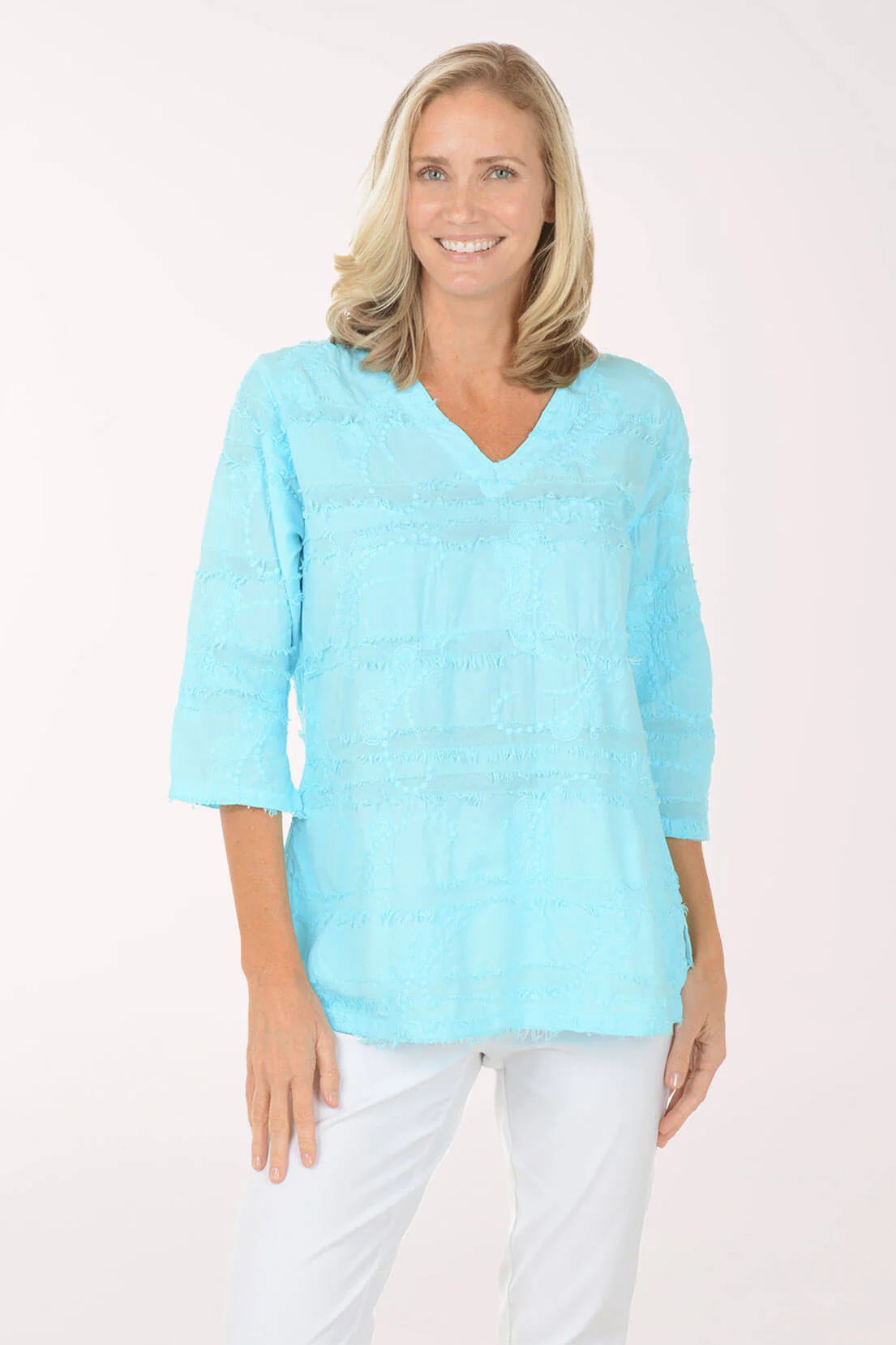 Dragonfly Embroidered V-Neck Blouse - Image 4