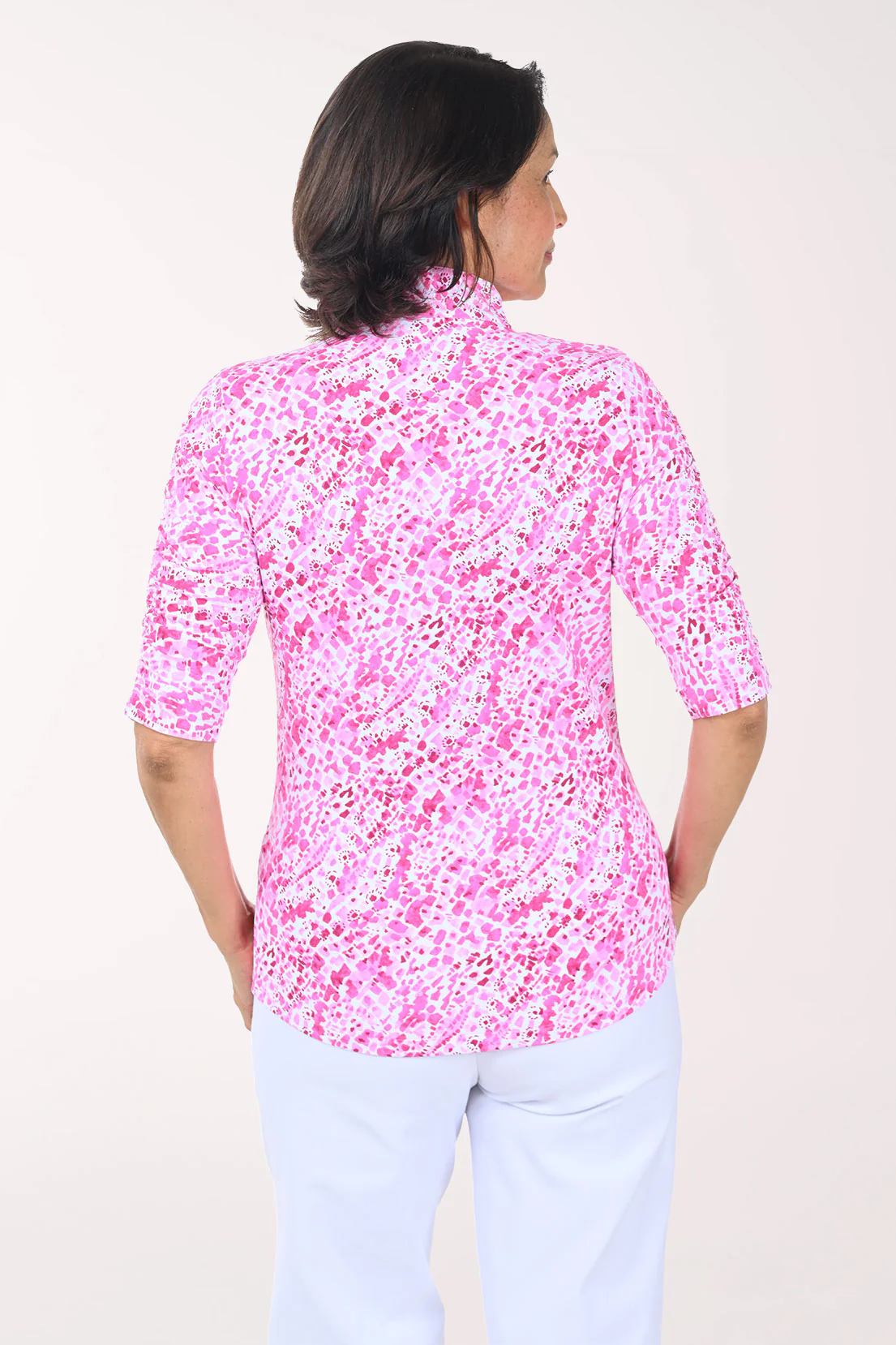 Pink Yesenia Pebble UPF50+ Mandarin Collar Sun Shirt - Image 3