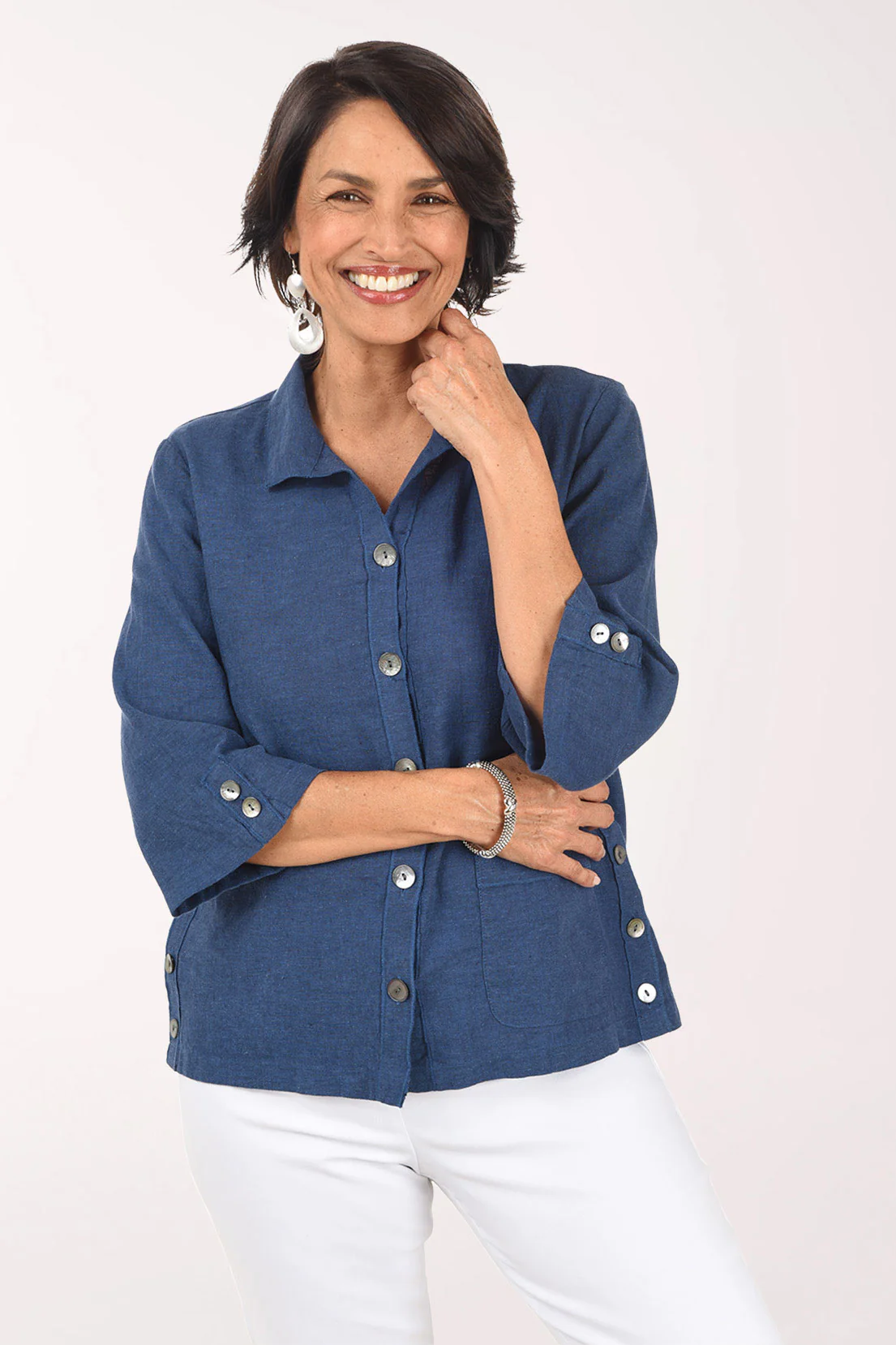 Solid Linen-Blend Relaxed Shirt - Image 4