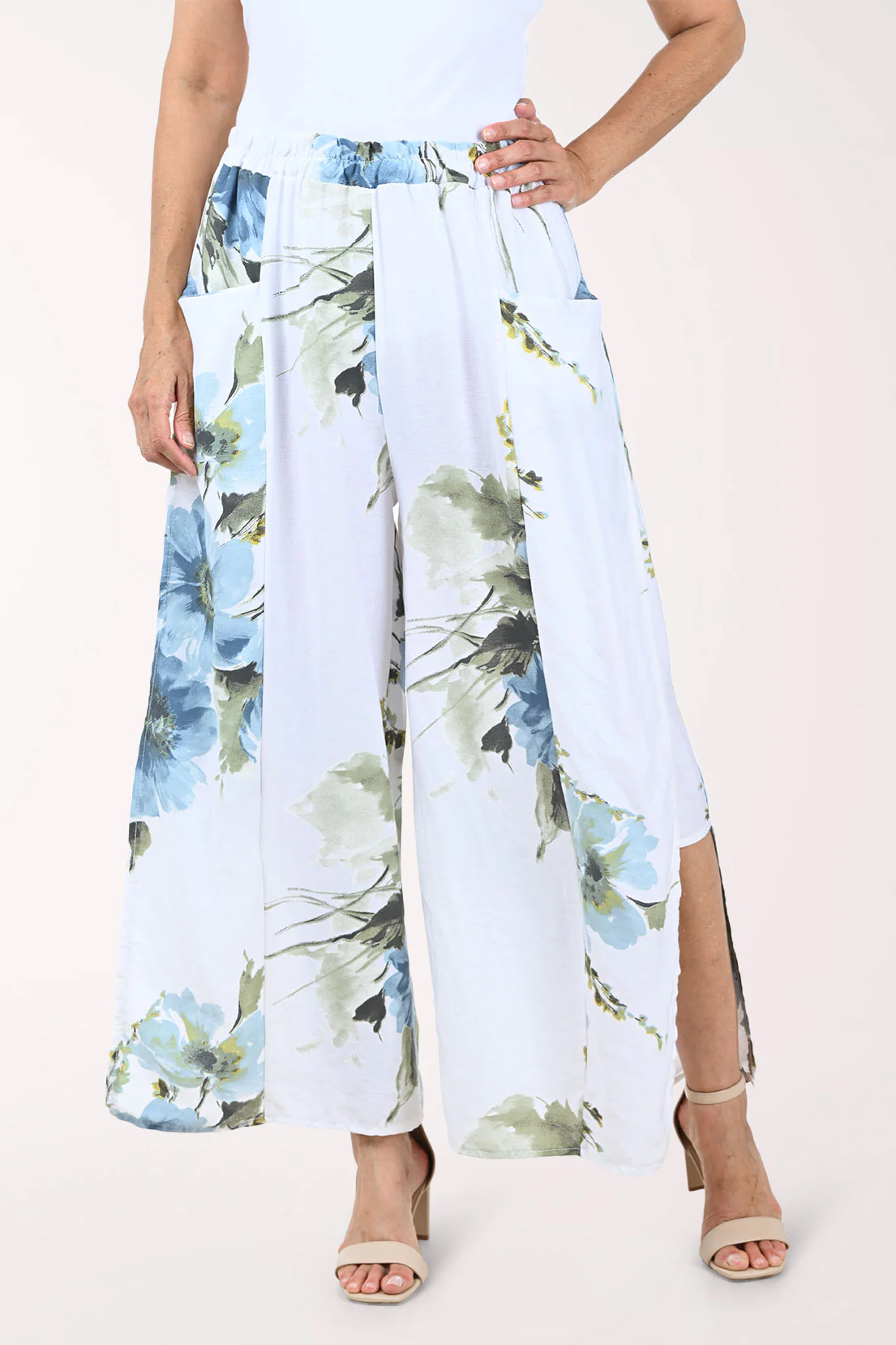 Floral Garden Linen-Blend Side Slit Pant - Image 3