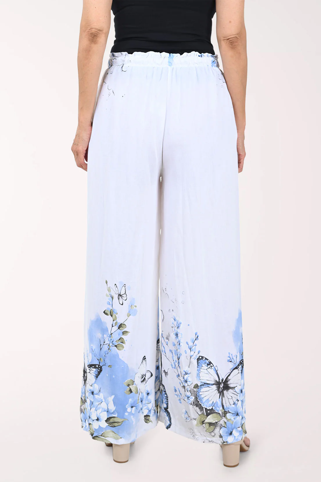Blue Butterfly Linen-Blend Palazzo Pant - Image 6