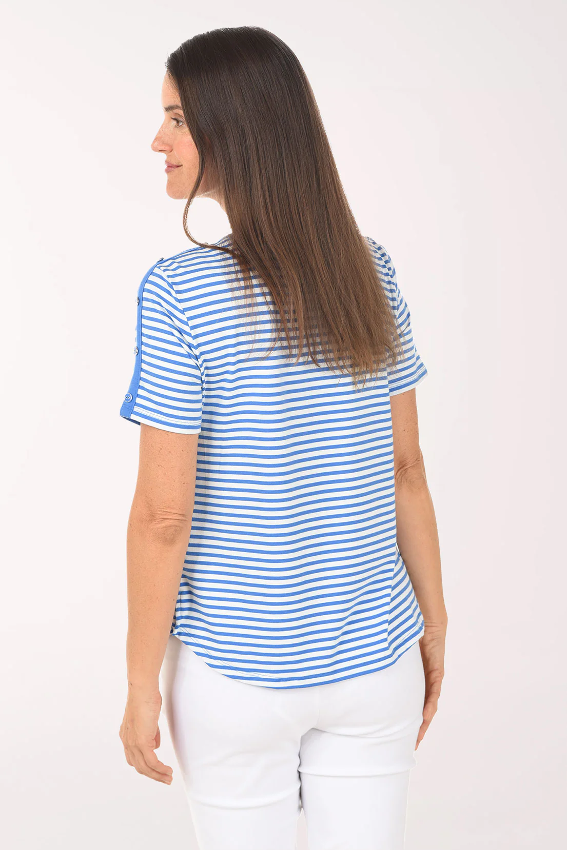 Striped Button Sleeve Tee - Image 3