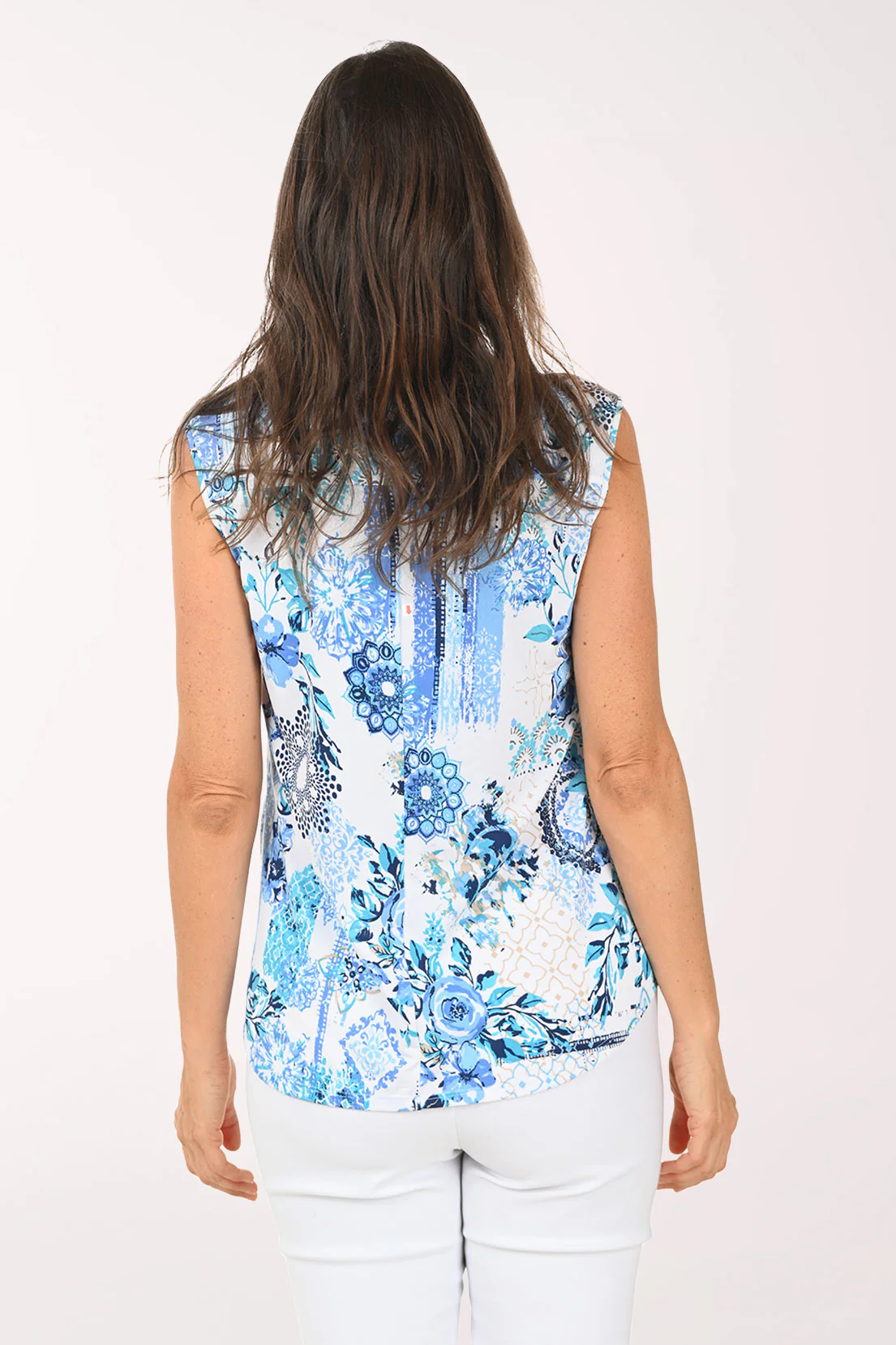 Blue Rose Potpourri Pleated Sleeveless Top - Image 3