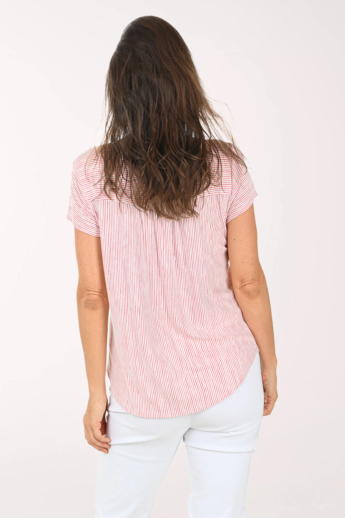 Striped Triple Button Short Sleeve Tee - Image 3