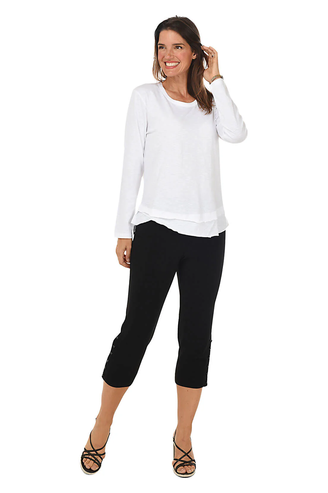 Pull-On Side Button Capri Pant - Image 2