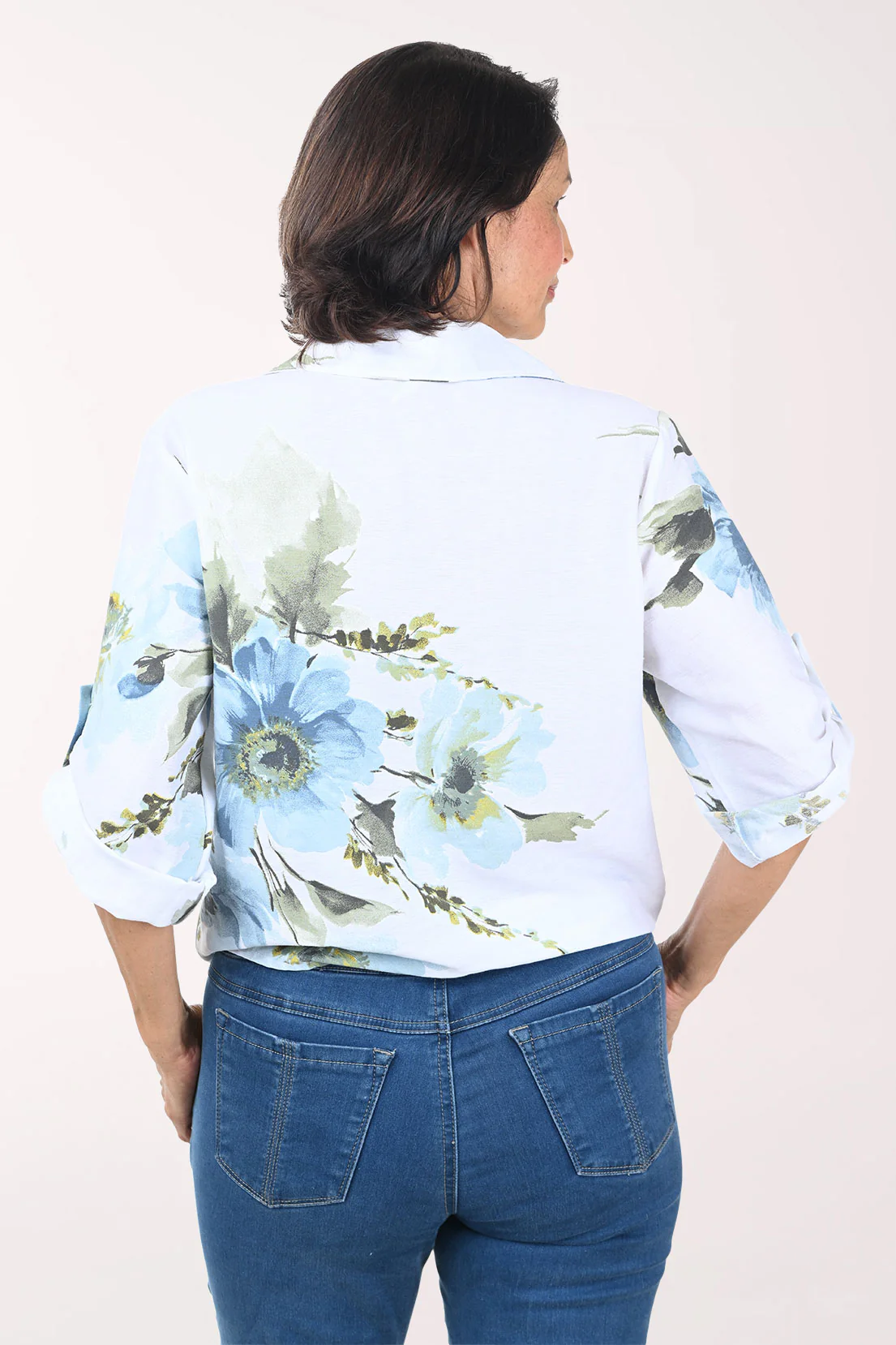White Floral Garden Linen-Blend Shirt - Image 4