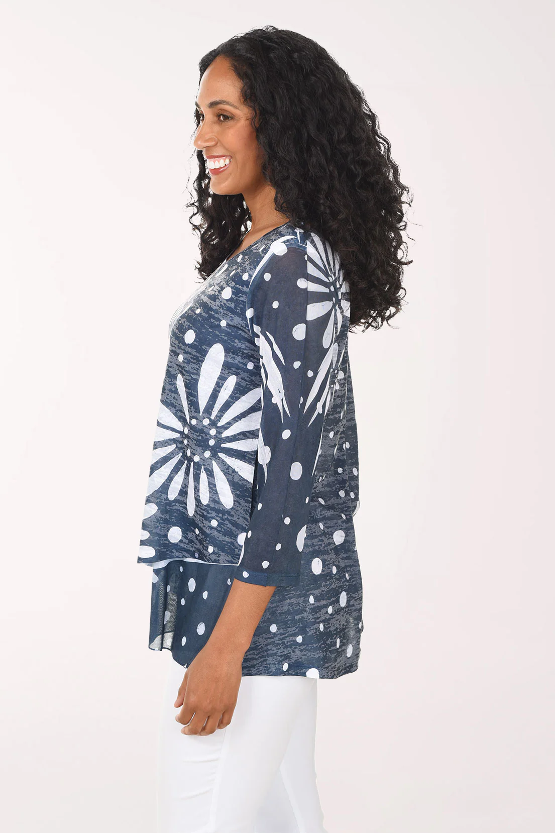 Evangeline Burnout Mesh Sleeve Tunic - Image 2
