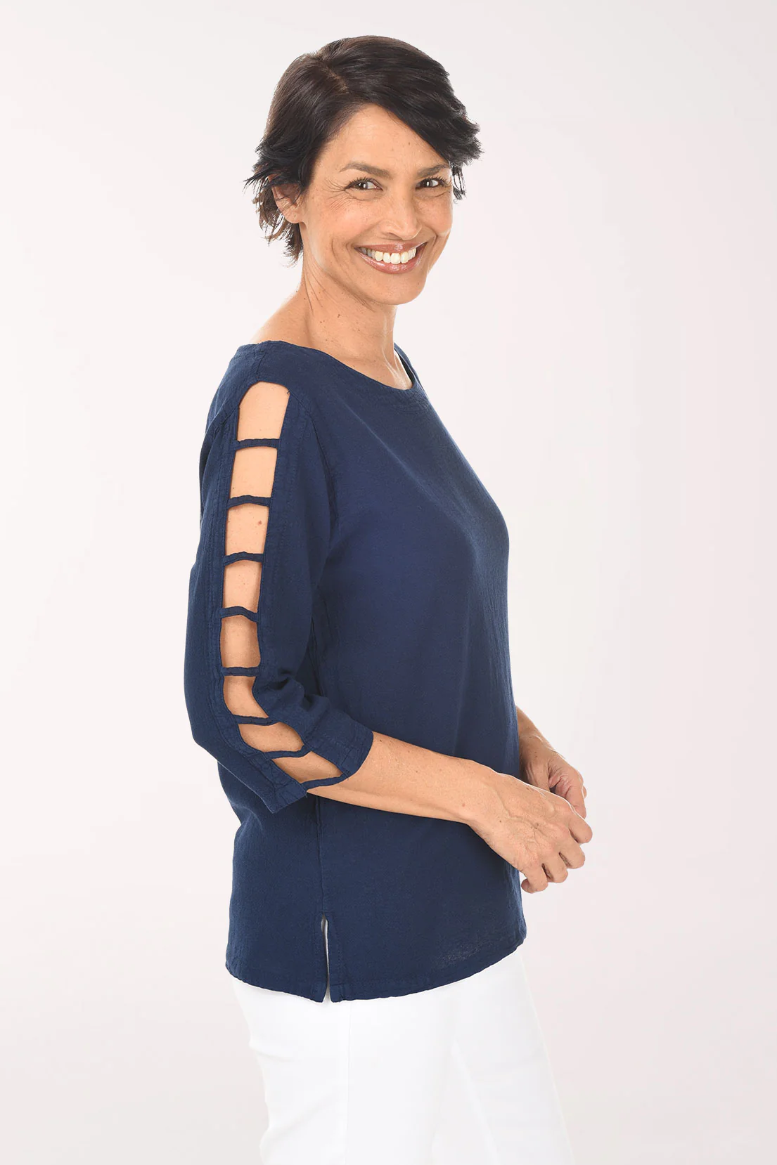Lattice Sleeve Crinkle Top - Image 2